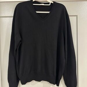 Club Monaco Italian 100% Wool Black Vneck Sweater Top Men Large